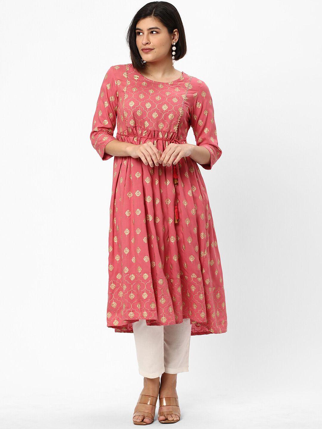 r&b ethnic motifs printed gotta patti anarkali kurta