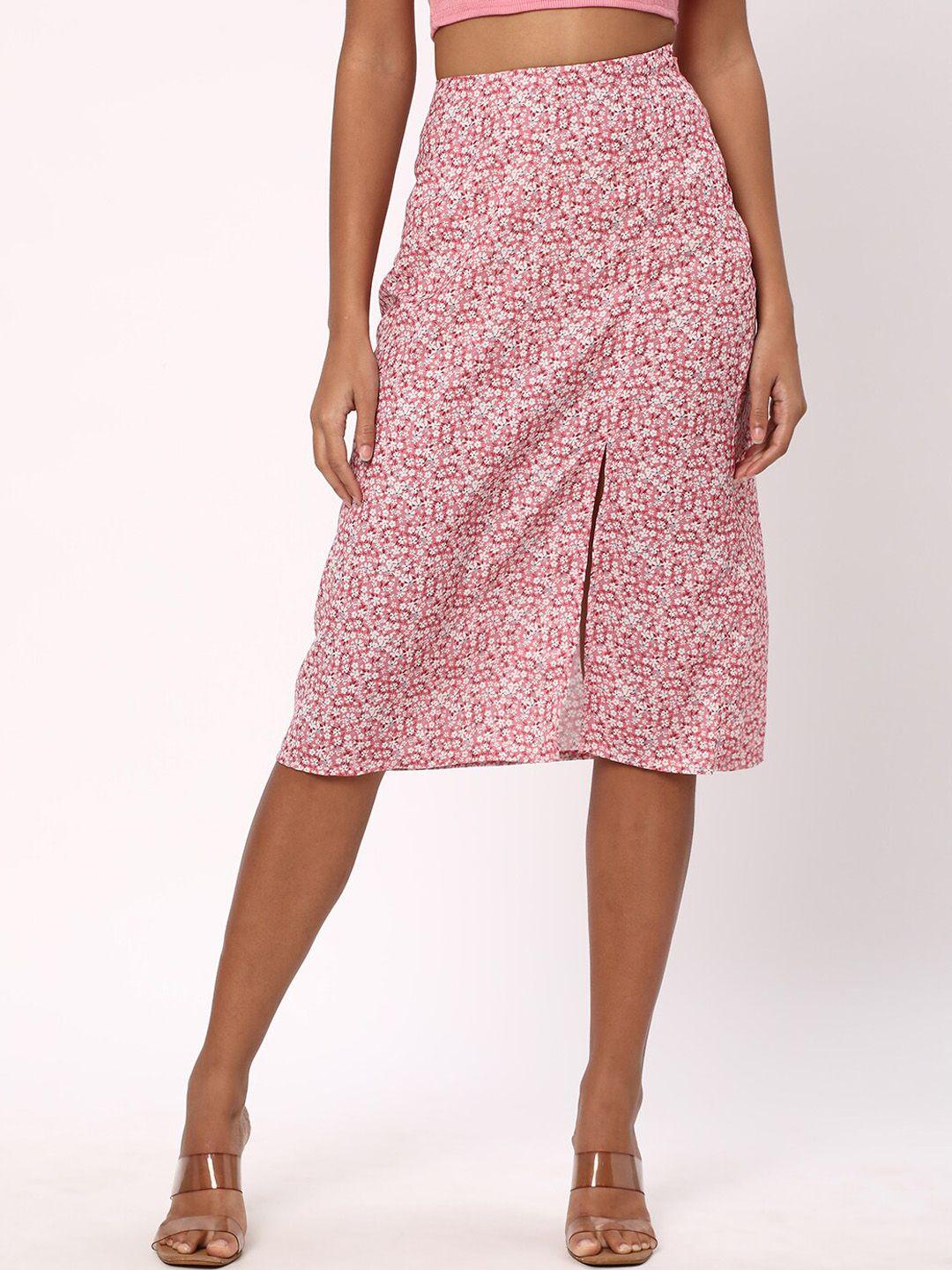 r&b floral printed a-line skirt