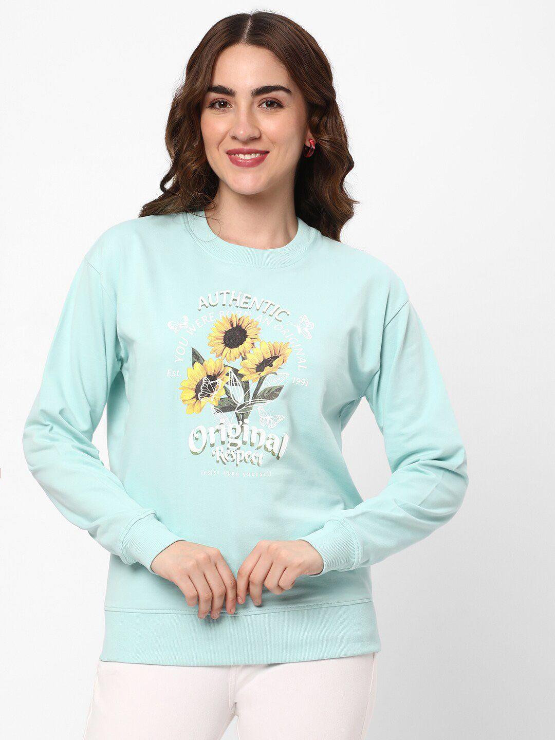 r&b floral printed cotton pullover sweatshirt