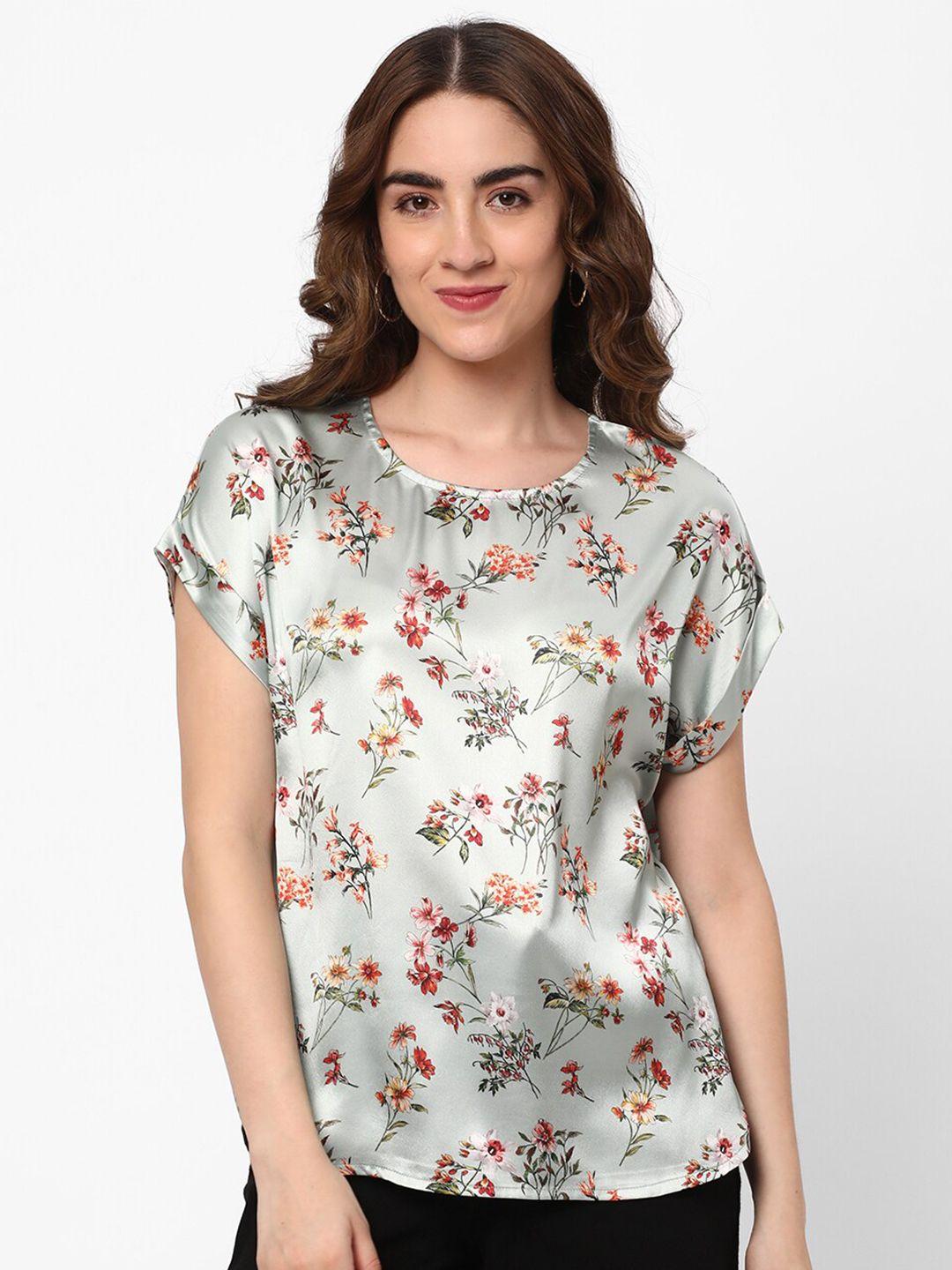 r&b floral printed extended sleeves top