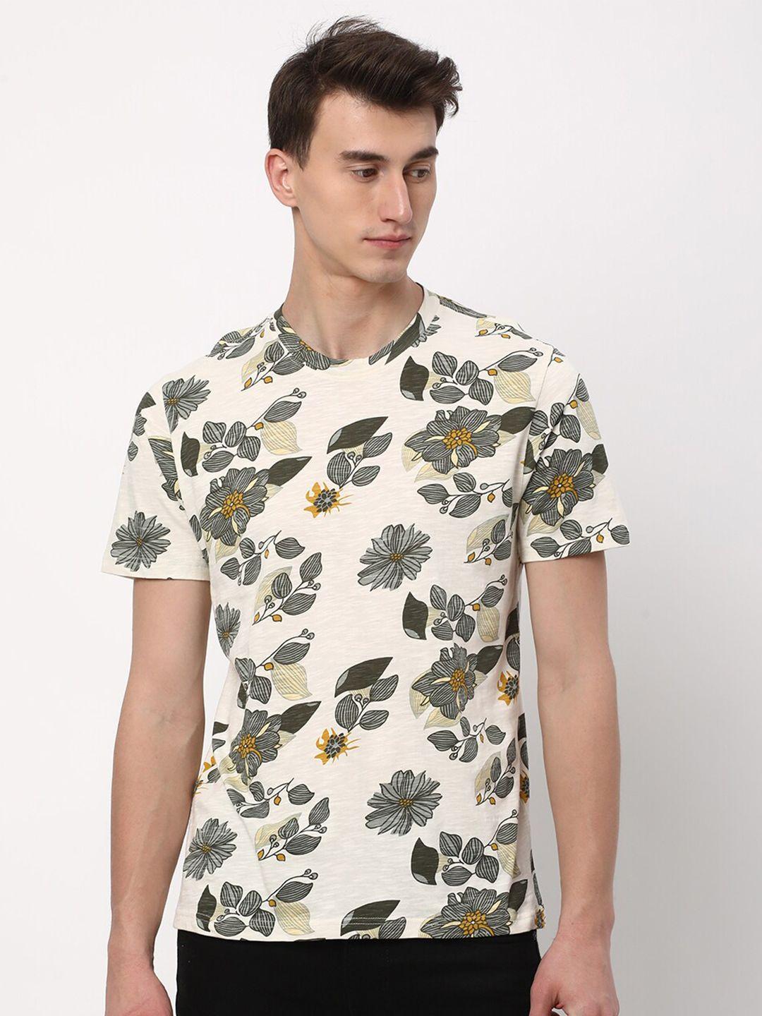 r&b floral printed round neck cotton t-shirt