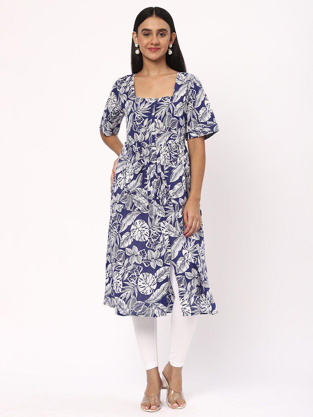 r&b floral printed square neck kurta