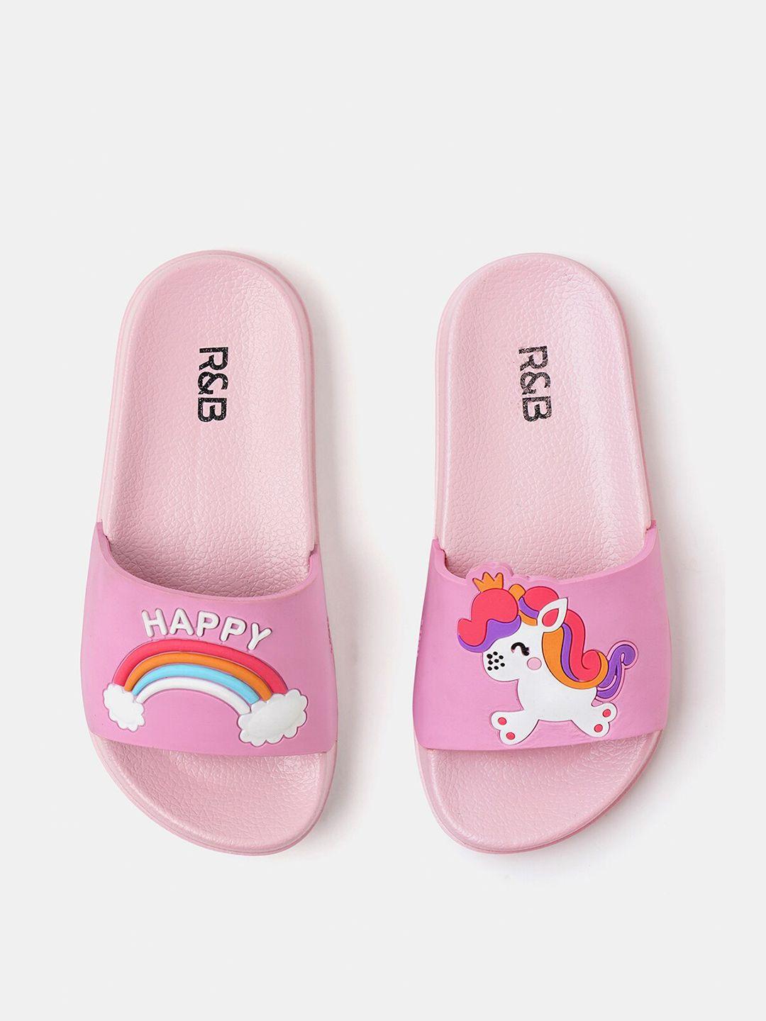 r&b girls unicorn applique rubber sliders