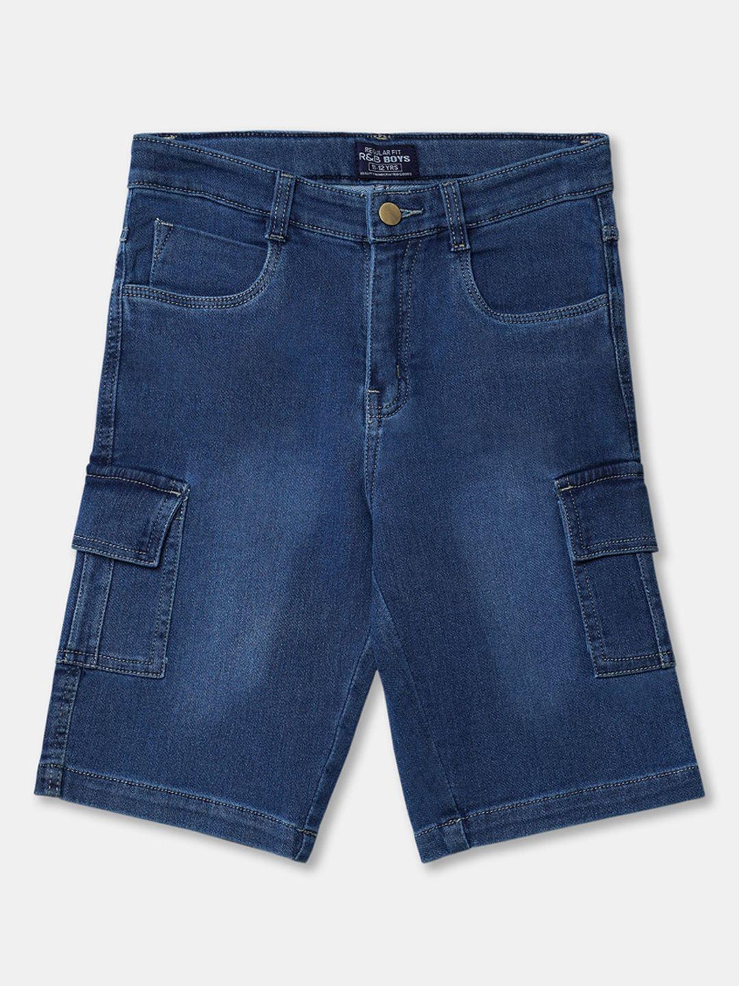 r&b kids boys blue washed denim casual shorts