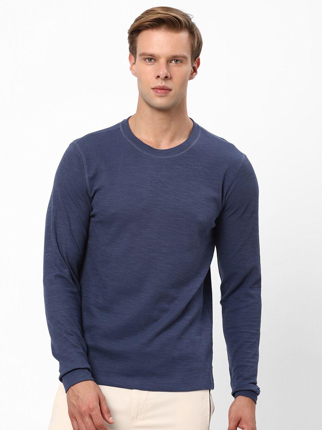 r&b men blue v-neck pockets t-shirt