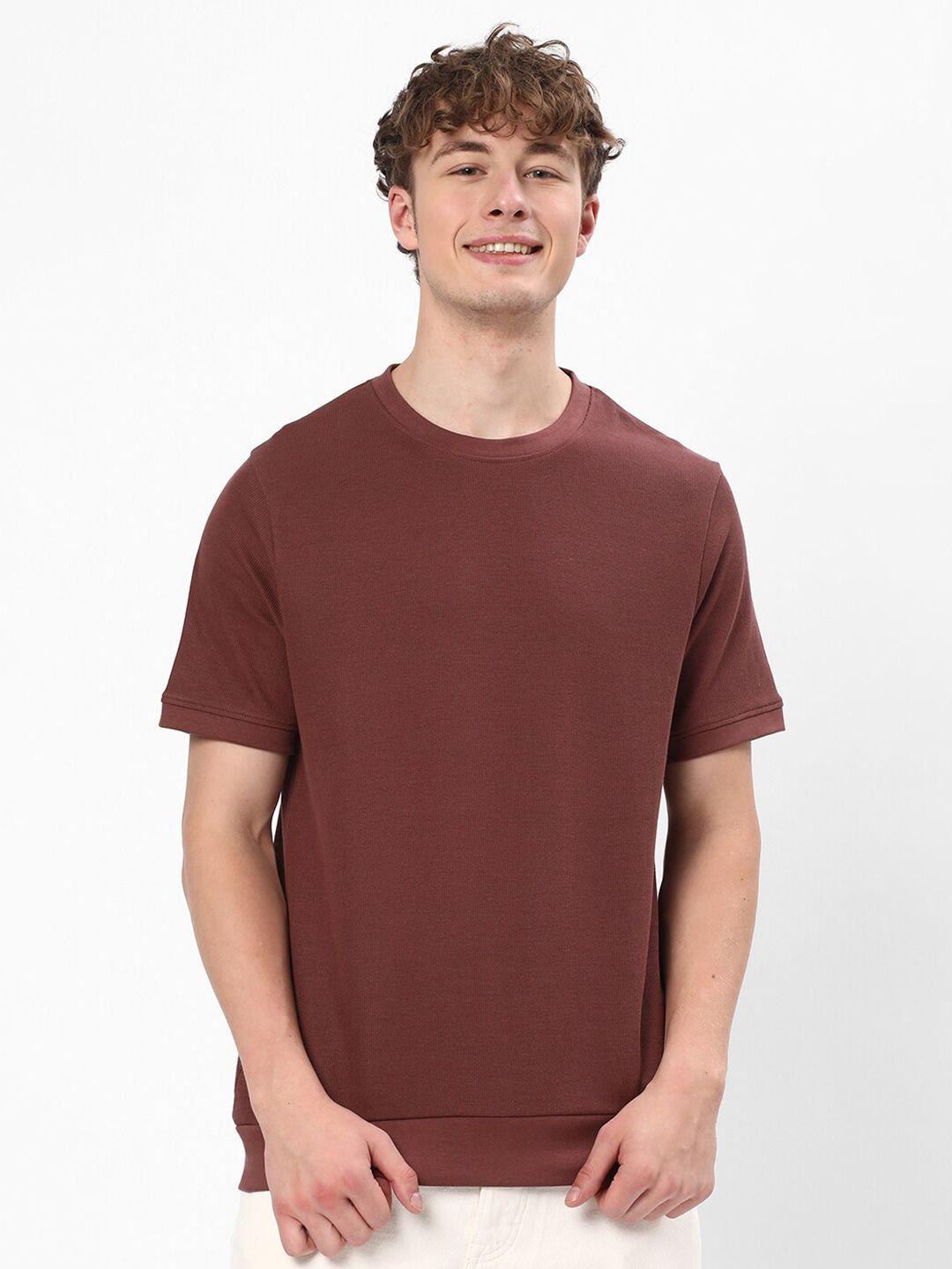 r&b men brown high neck pockets t-shirt