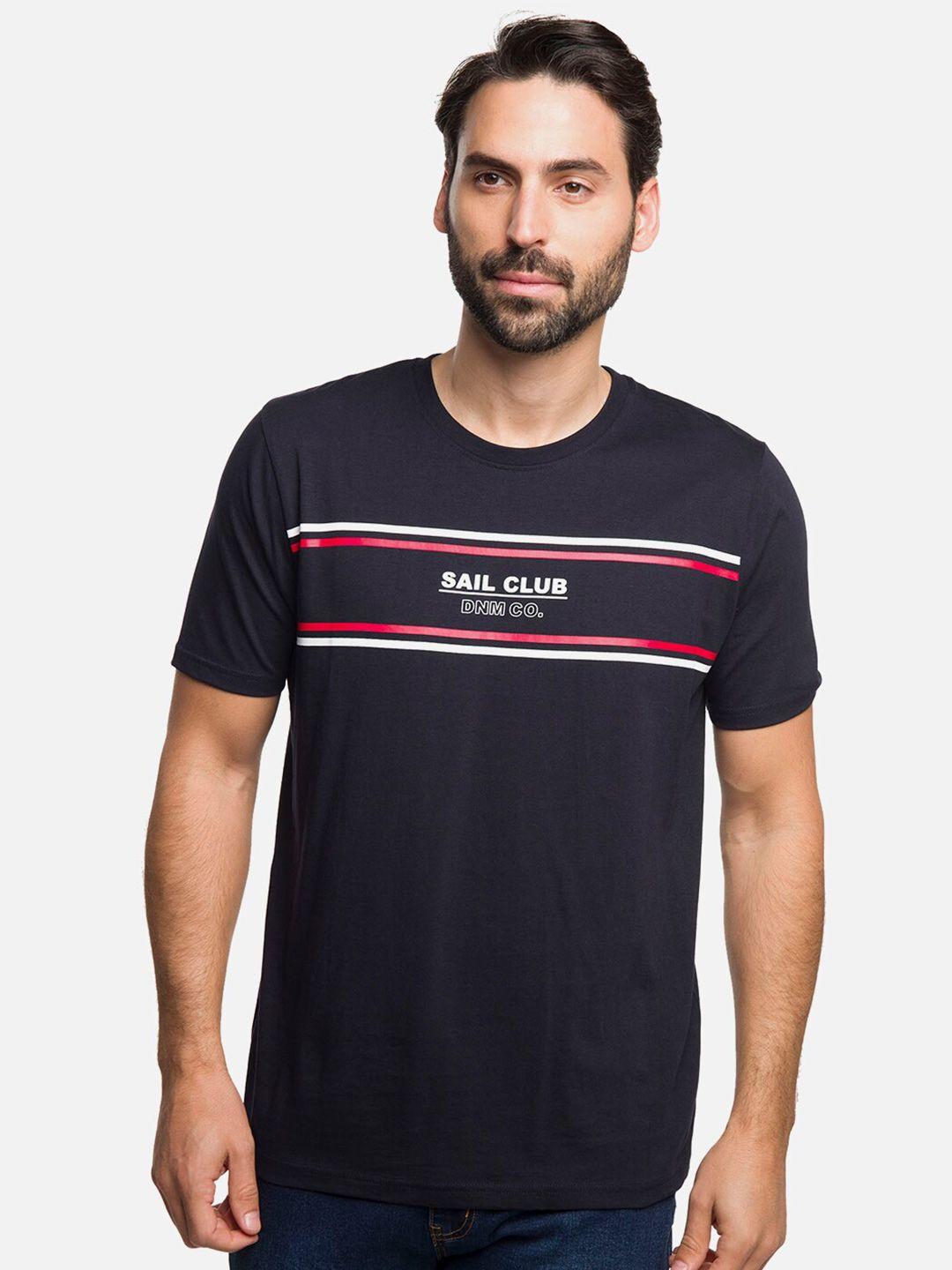 r&b men navy blue v-neck slim fit t-shirt