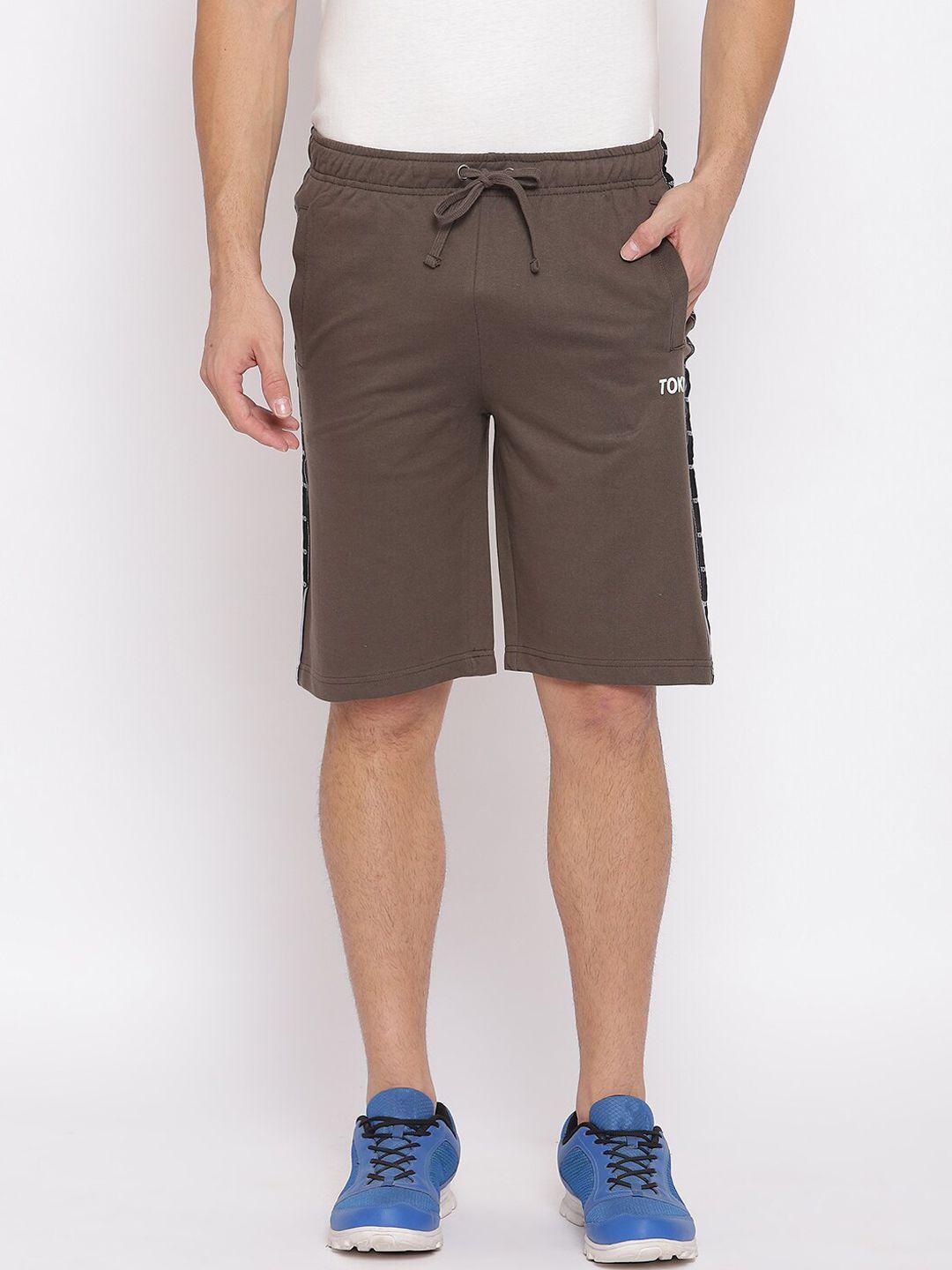 r&b men olive green printed sports shorts