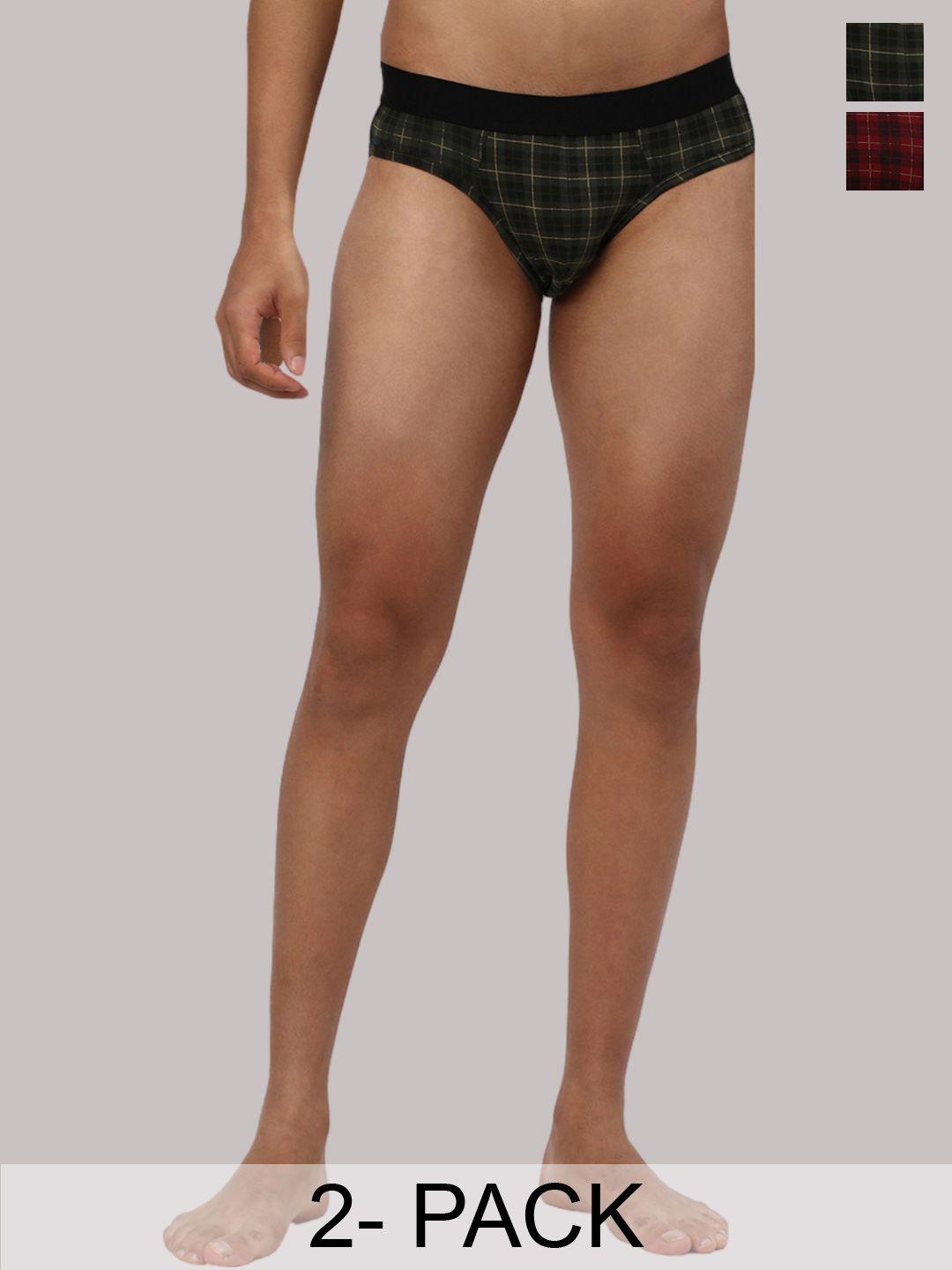 r&b men pack of 2 checked  cotton basic briefs 8909006053640