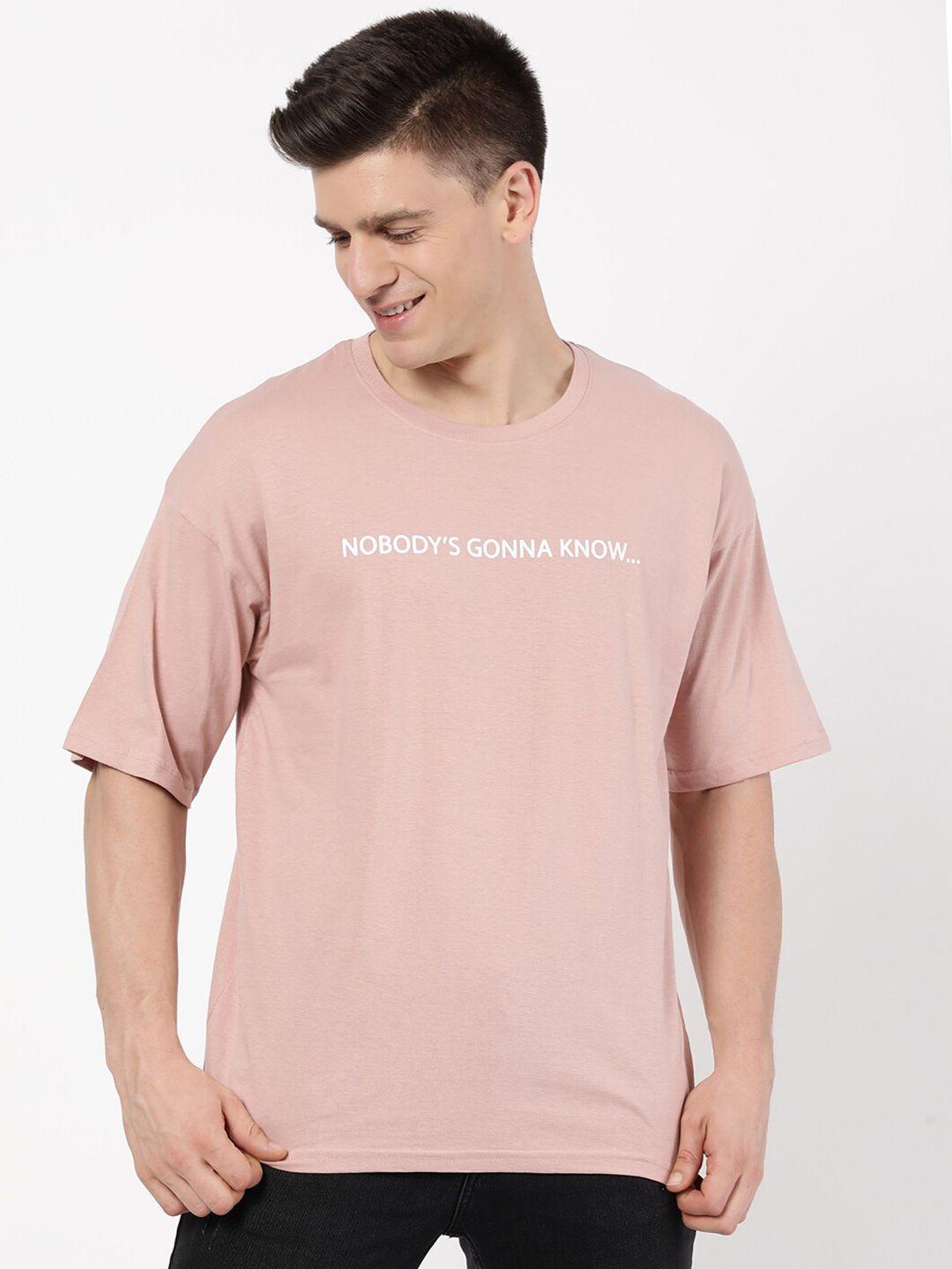 r&b men pink typography drop-shoulder sleeves t-shirt