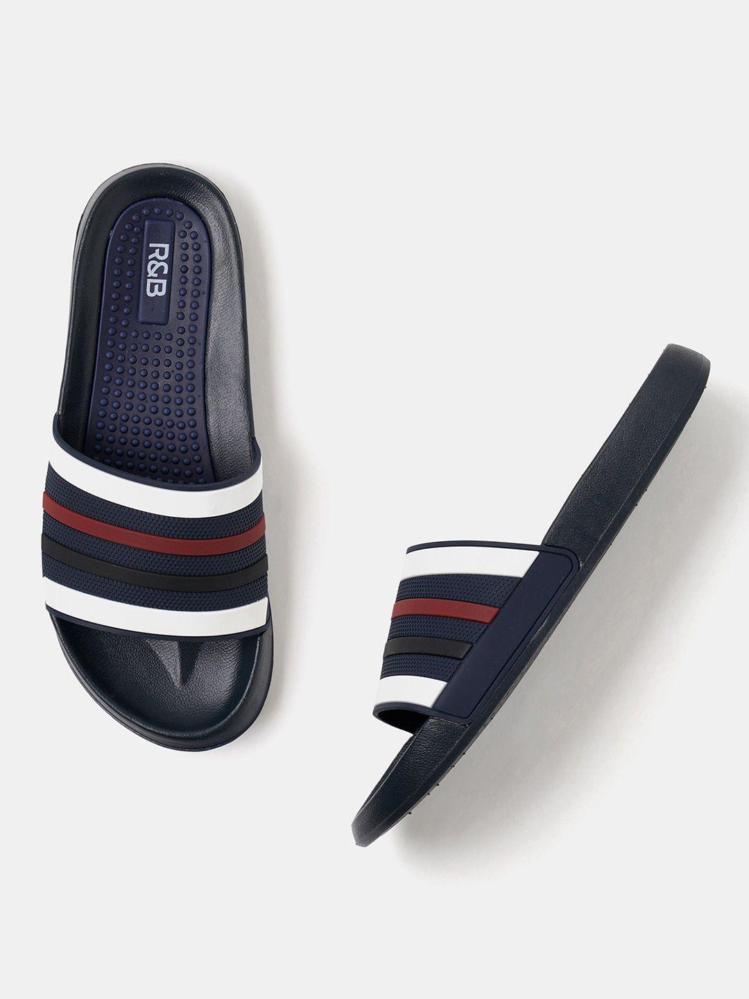 r&b men striped rubber sliders