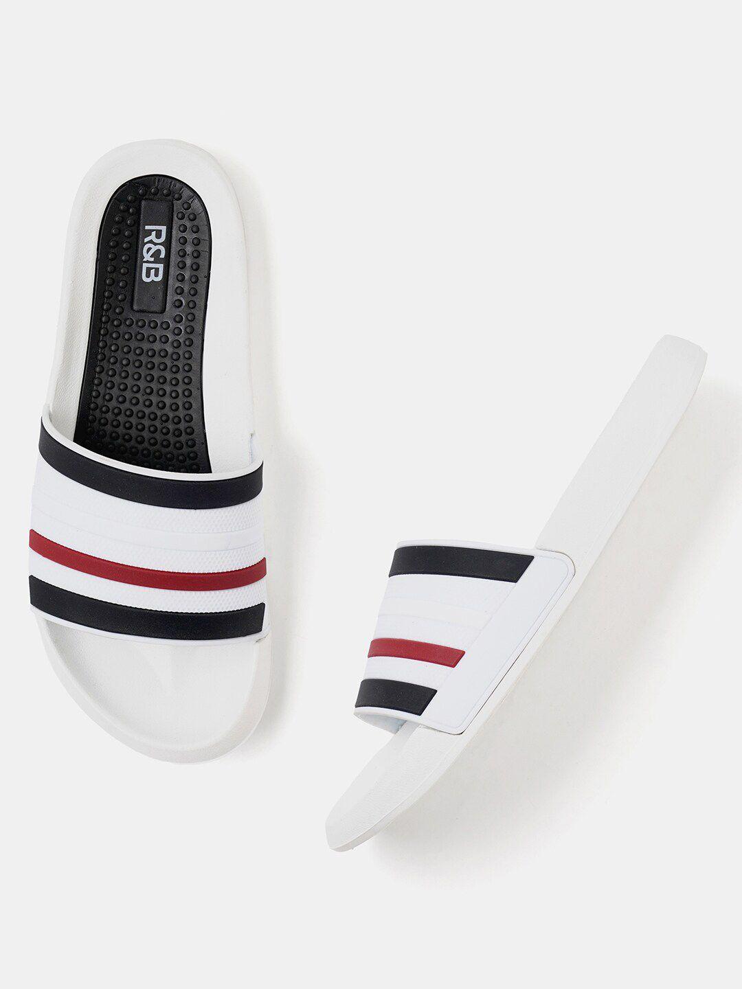 r&b men striped rubber sliders