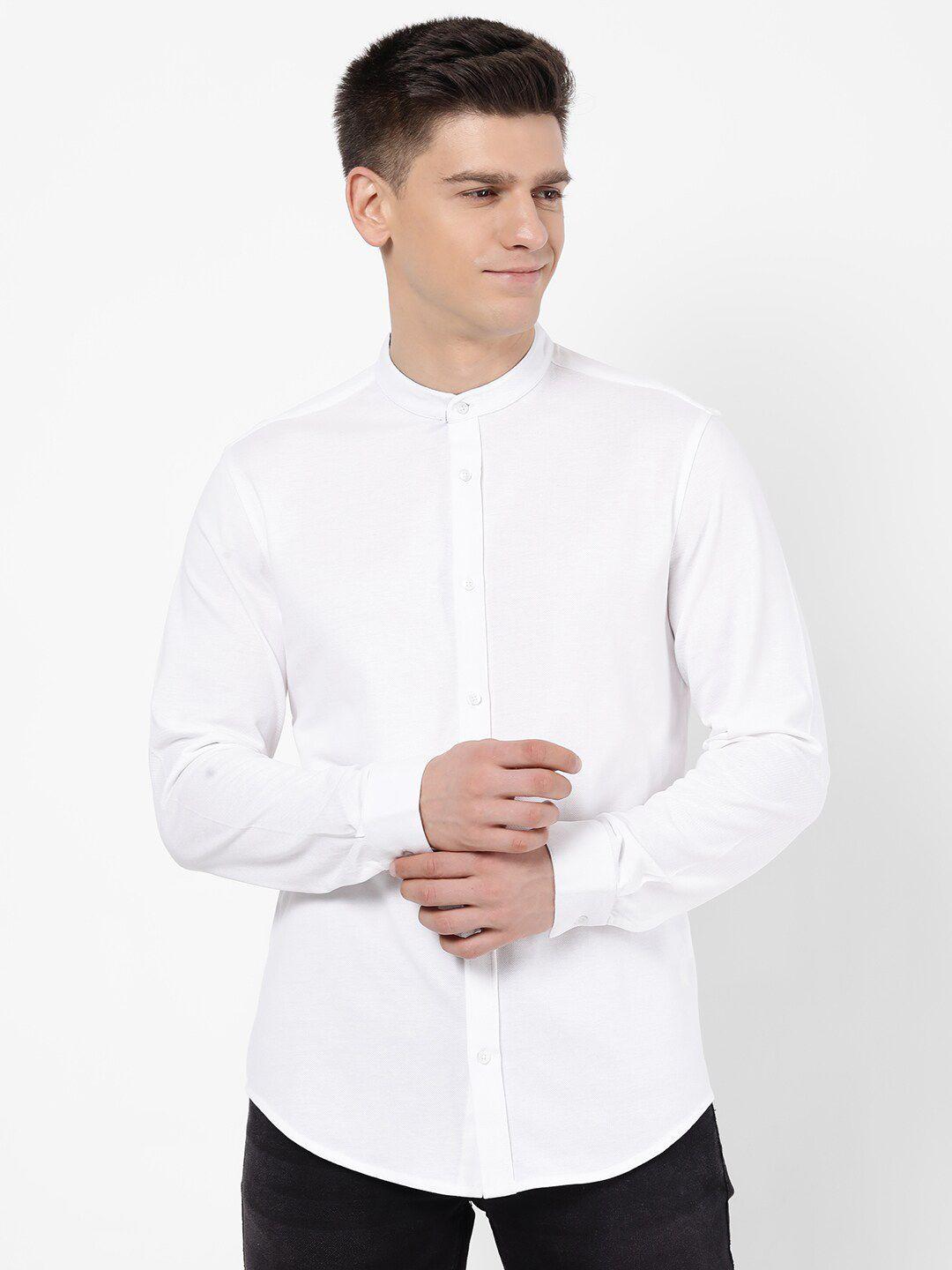 r&b men white casual shirt