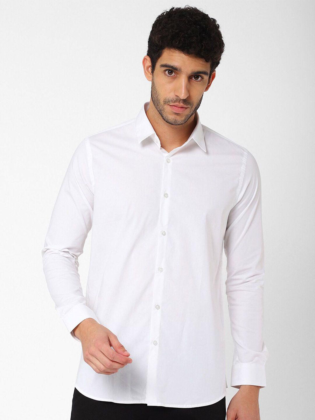 r&b men white casual shirt