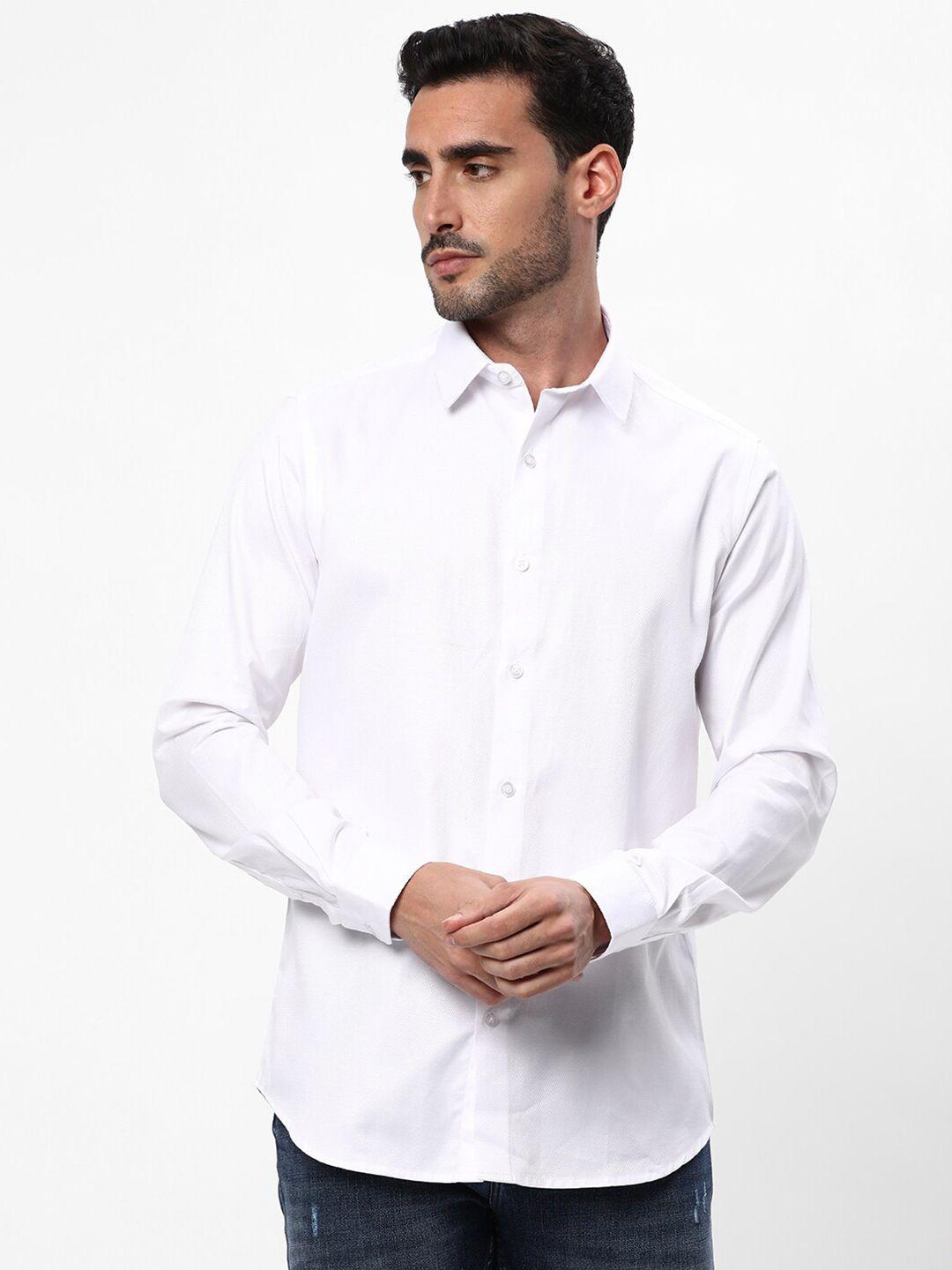 r&b men white opaque casual shirt