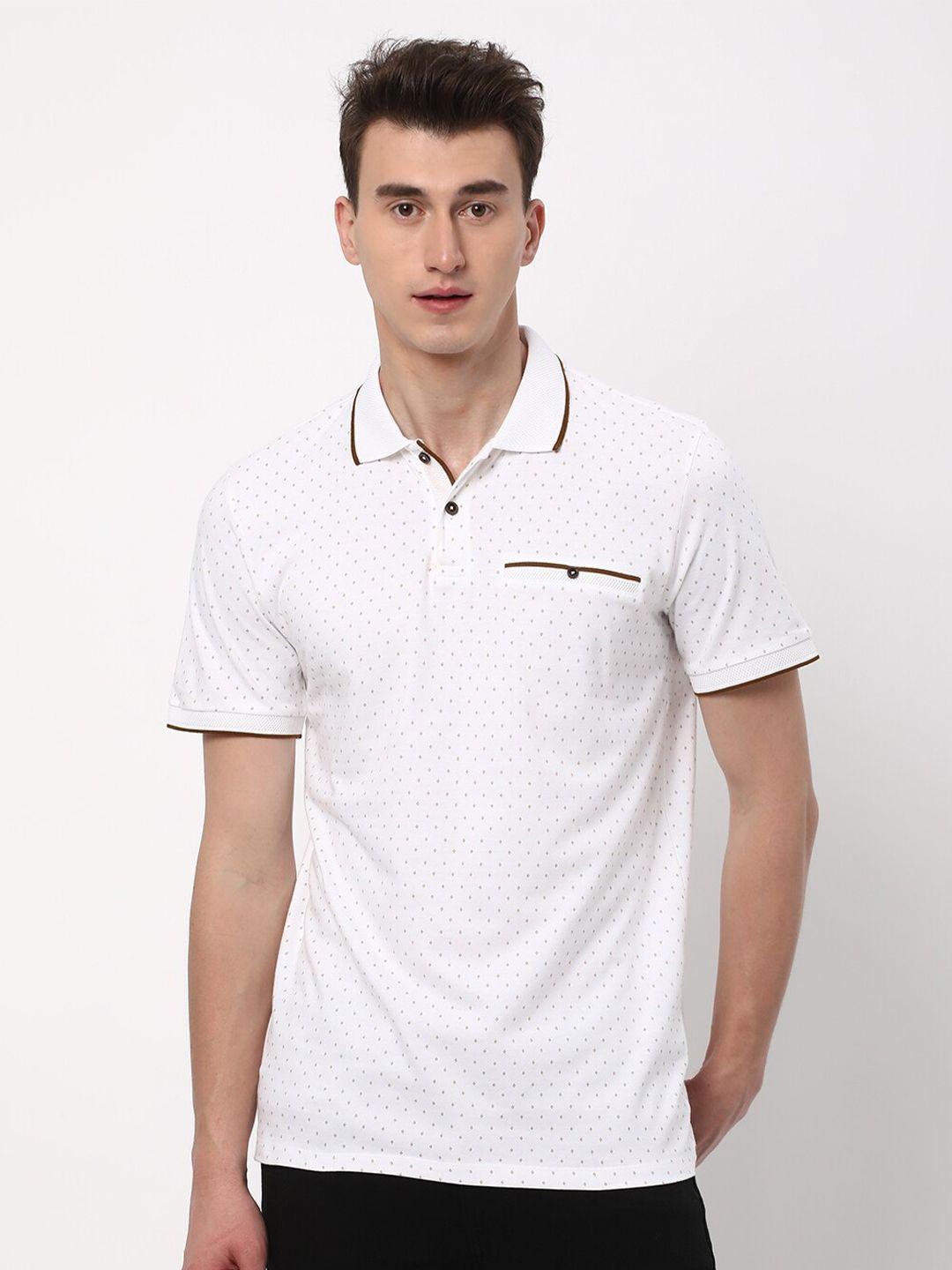 r&b micro or ditsy printed polo collar cotton t-shirt