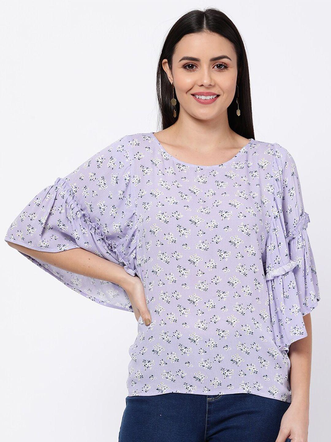 r&b purple & white floral print top