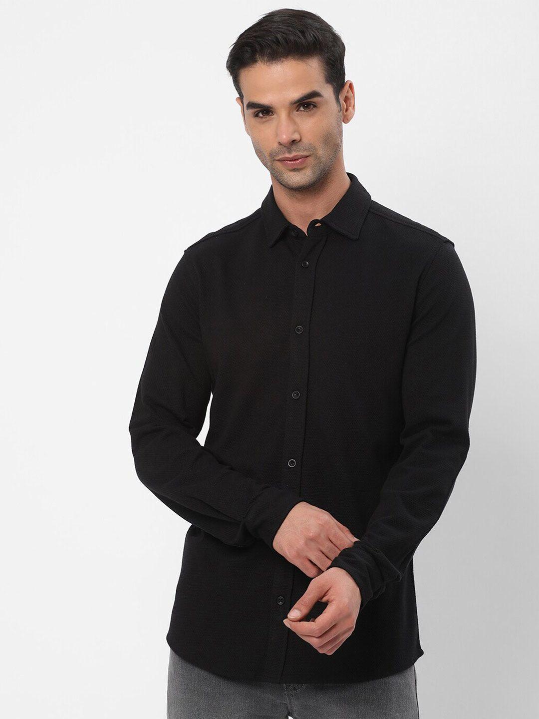 r&b regular fit spread collar long sleeve cotton casual shirt