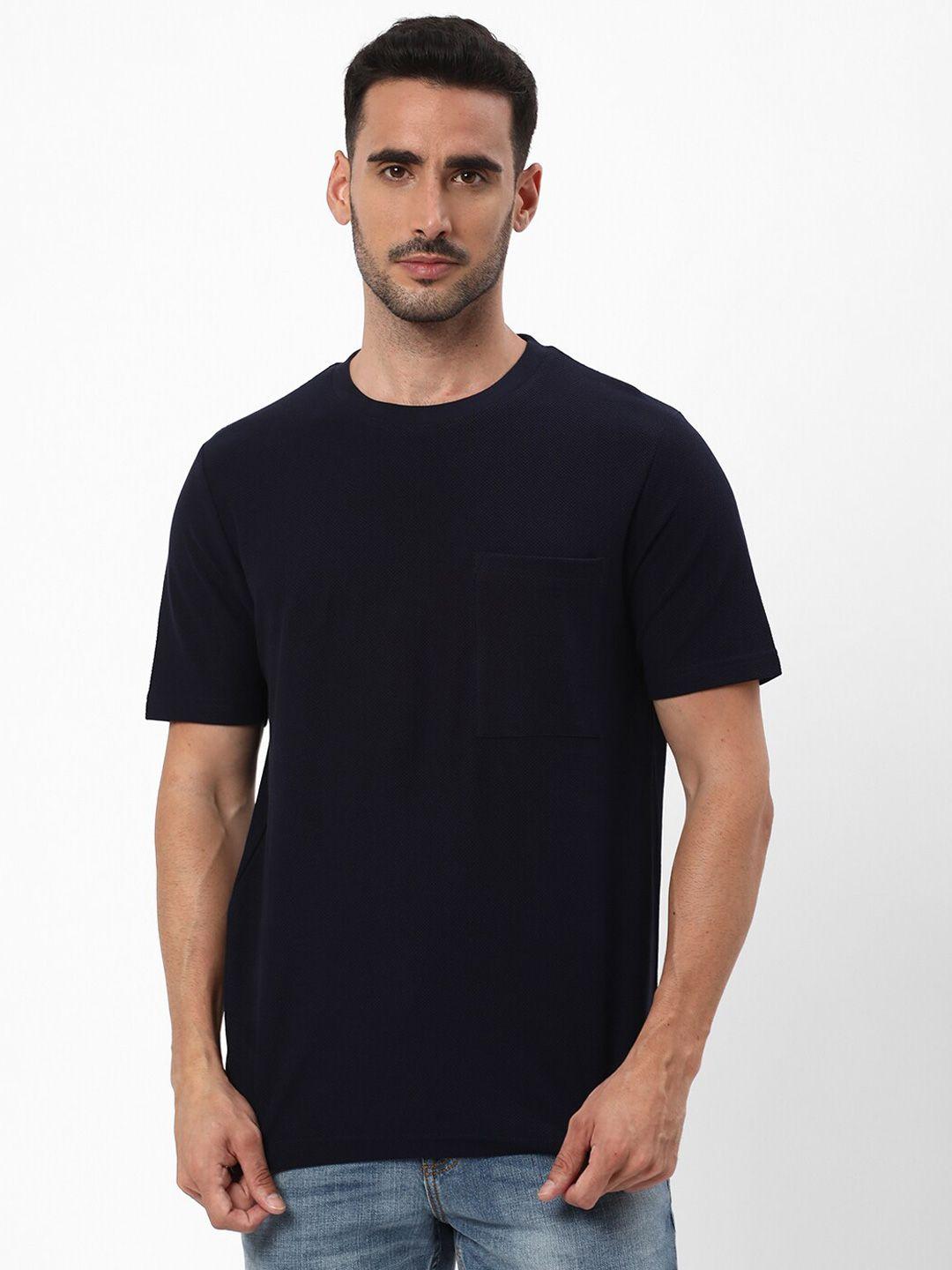 r&b round neck pockets cotton regular t-shirt