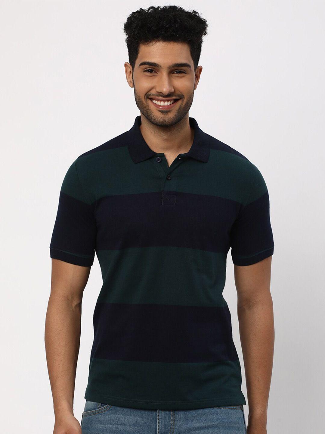 r&b striped polo collar cotton t-shirt
