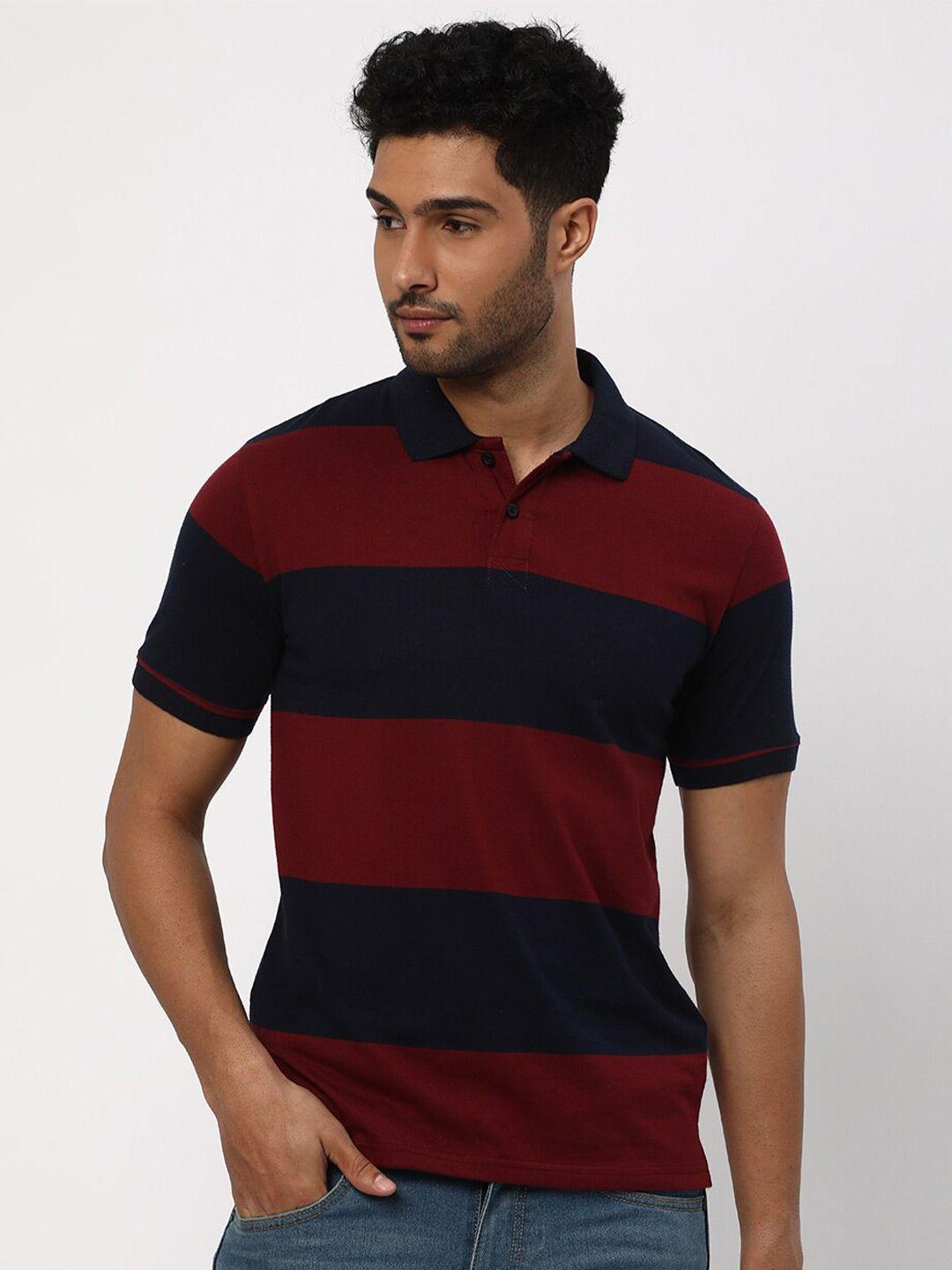r&b striped polo collar cotton t-shirt