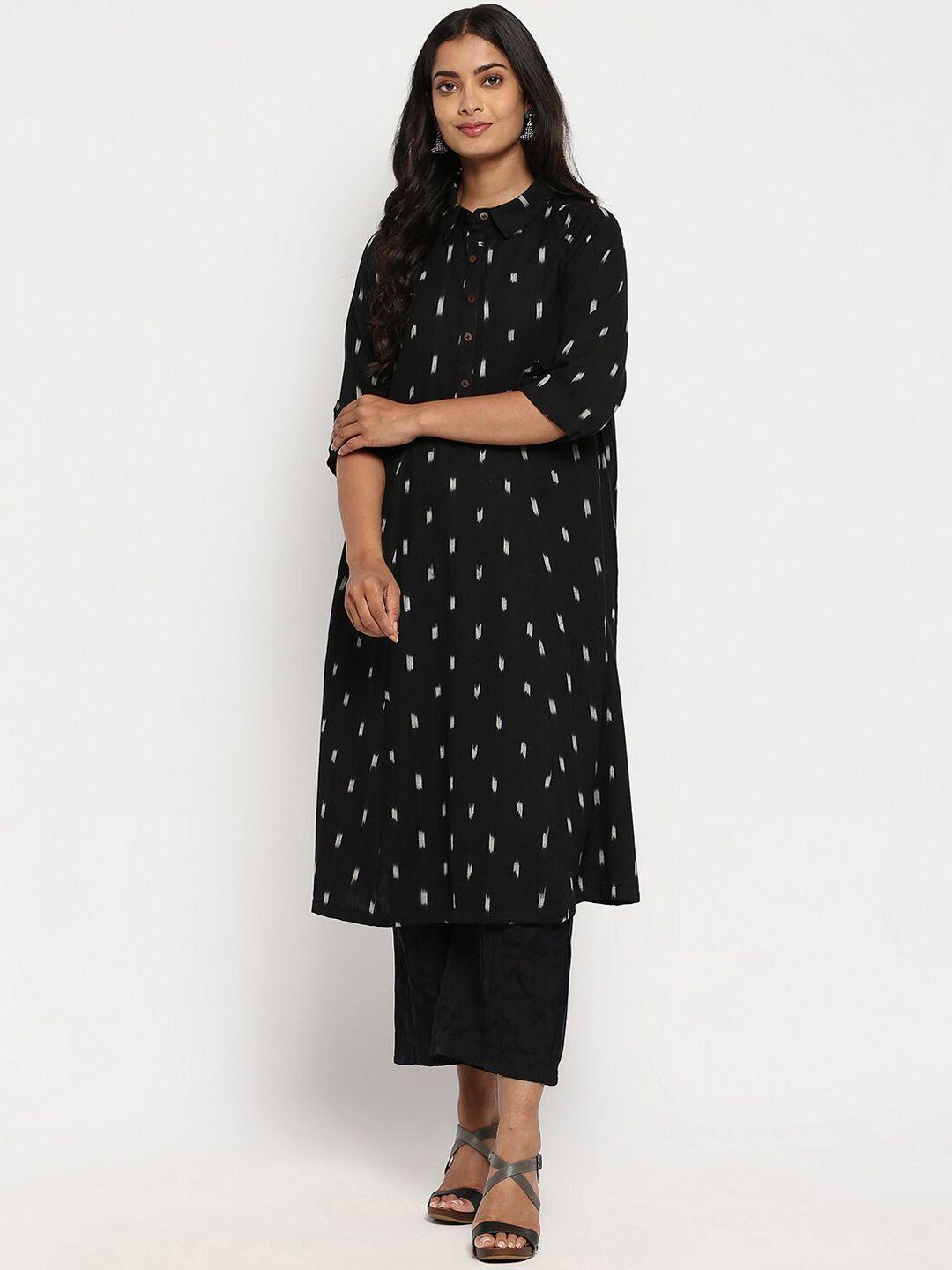 r&b women black printed straight kurta