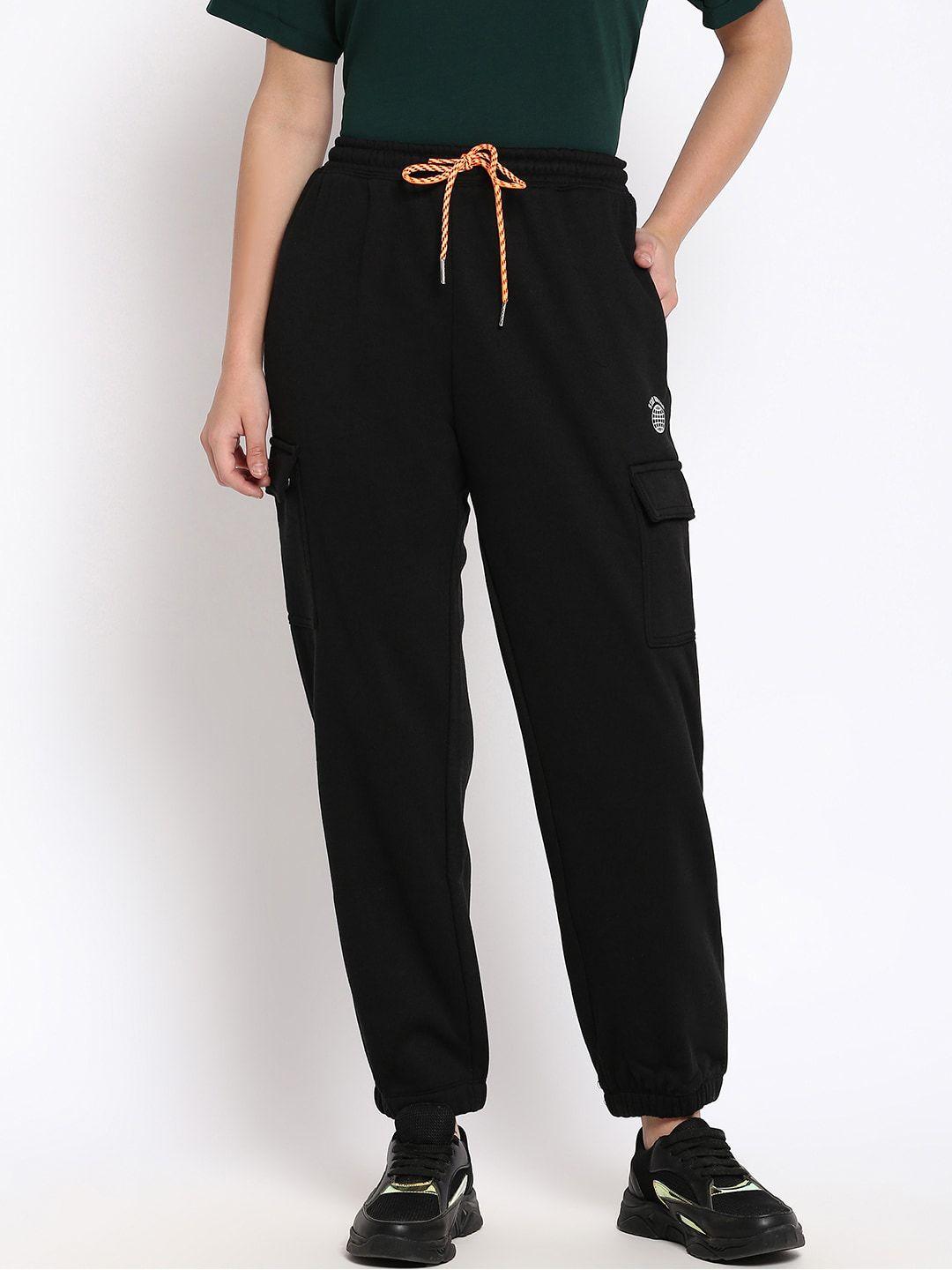 r&b women black solid joggers