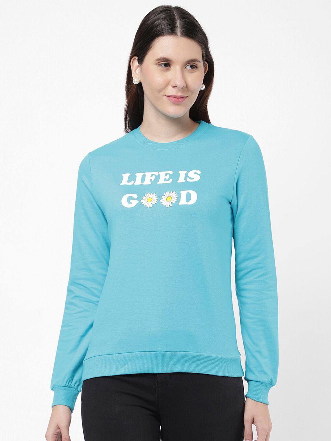 r&b women blue printed sweatshirt