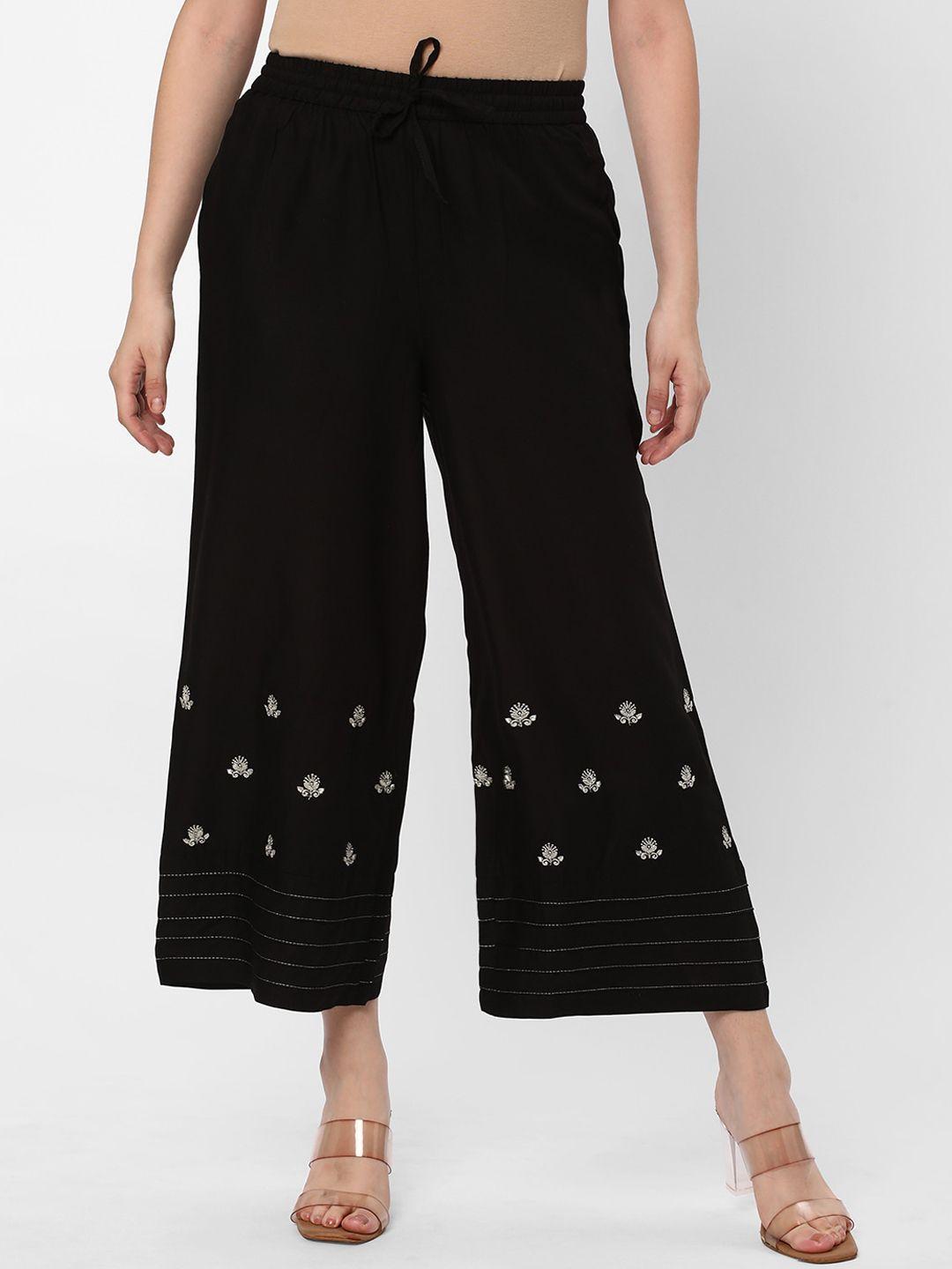 r&b women floral embroidered culottes trousers