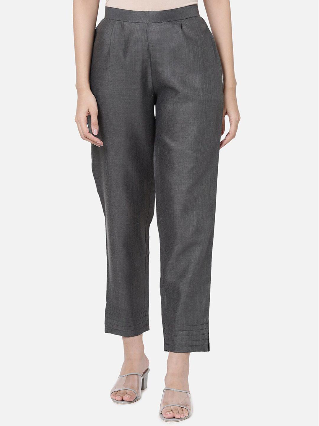 r&b women grey relaxed pleated culottes trousers
