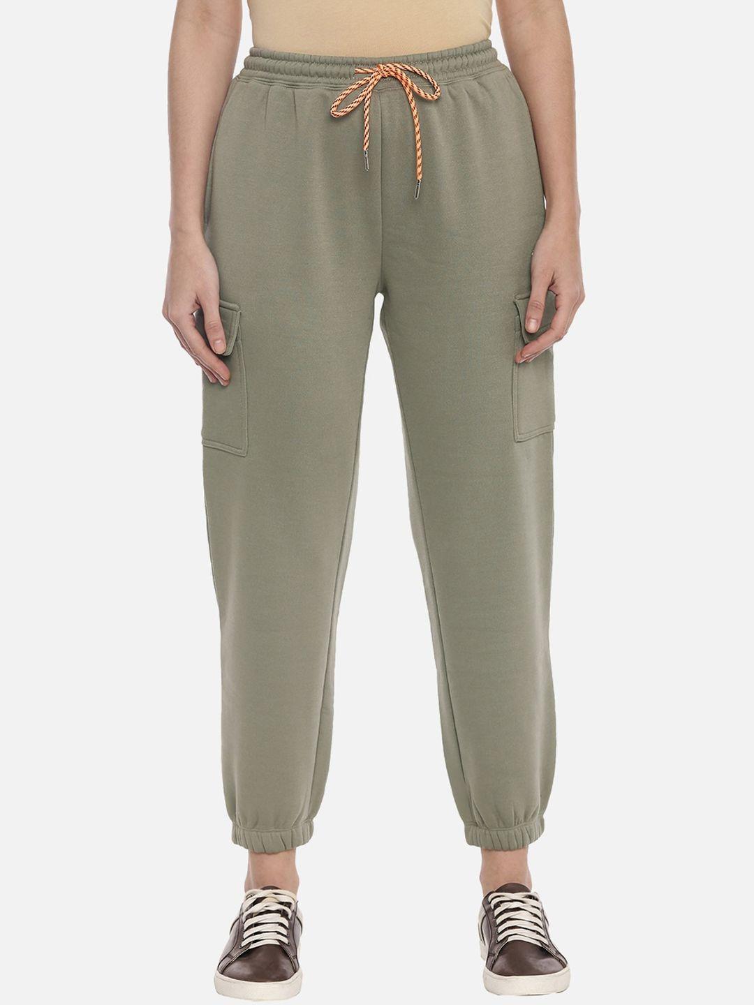 r&b women olive-green solid joggers