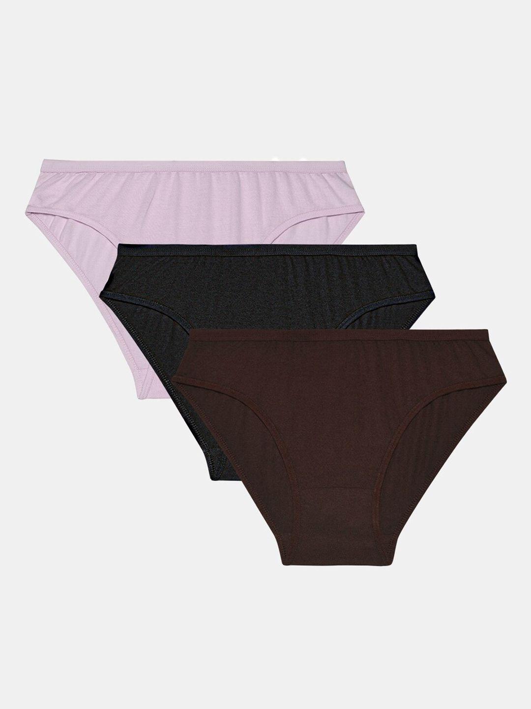 r&b women pack of 3 solid cotton basic briefs