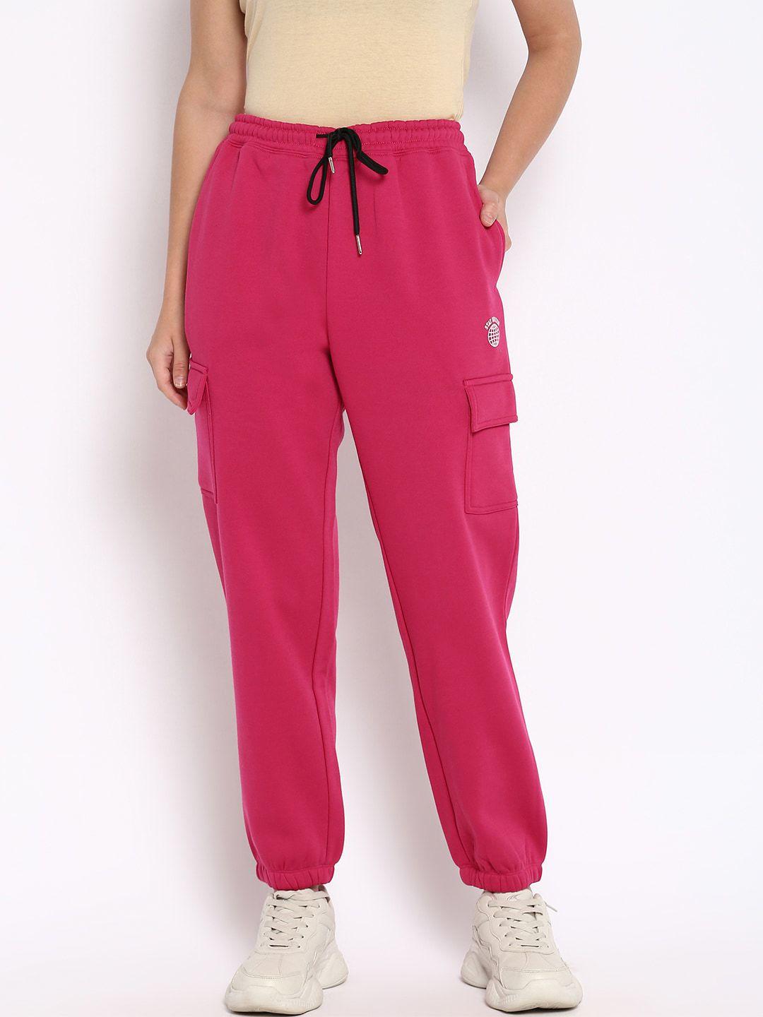 r&b women pink solid joggers