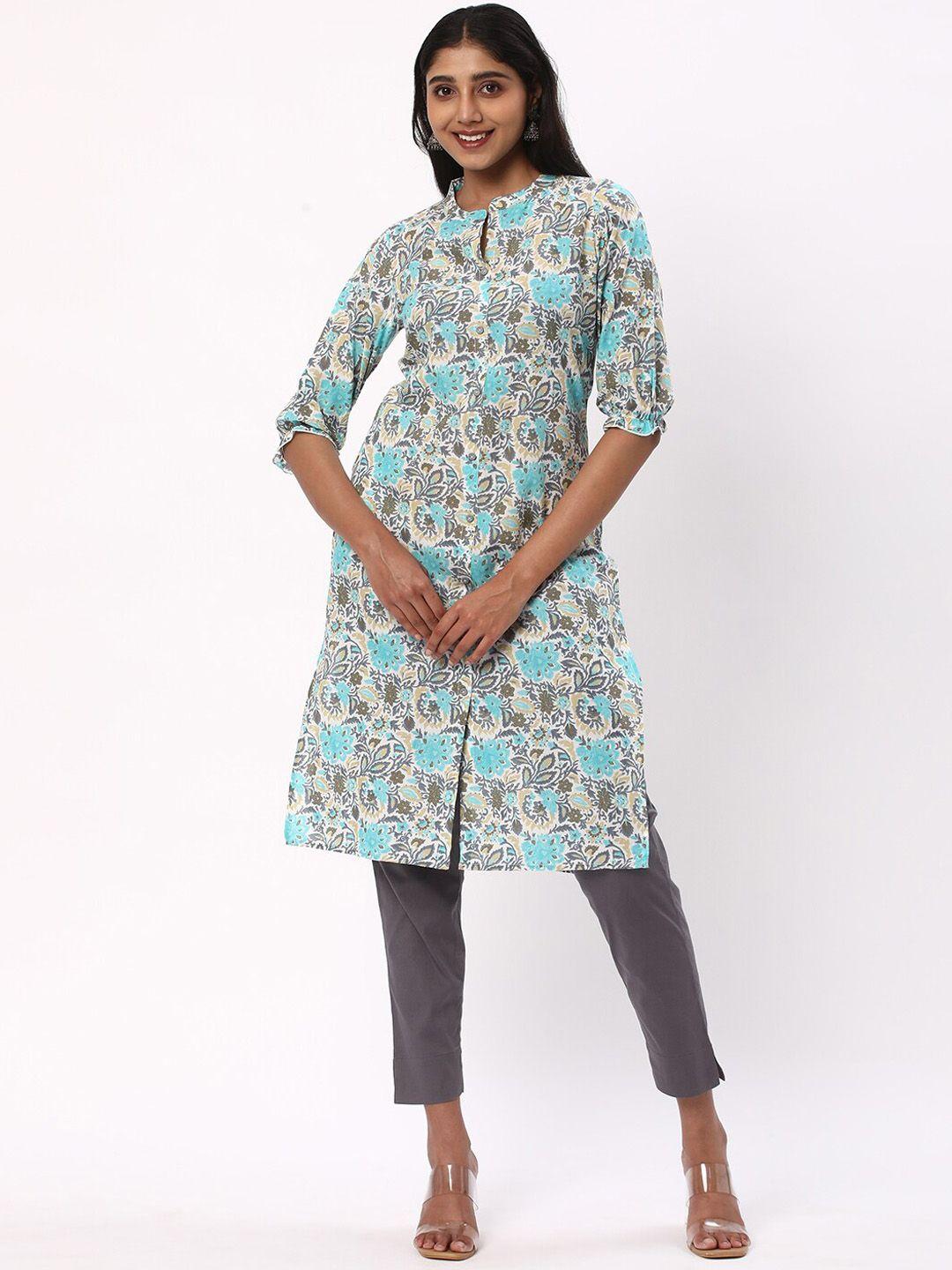 r&b women printed keyhole neck kurta