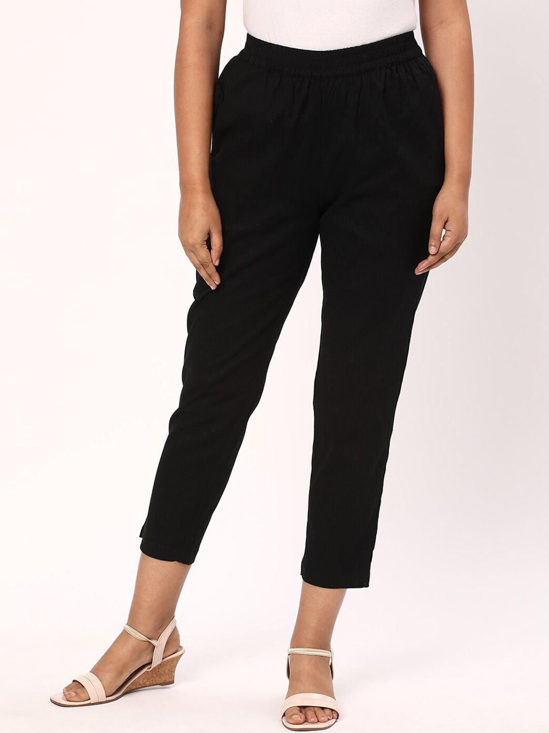 r&b women slim fit cotton cigarette trousers