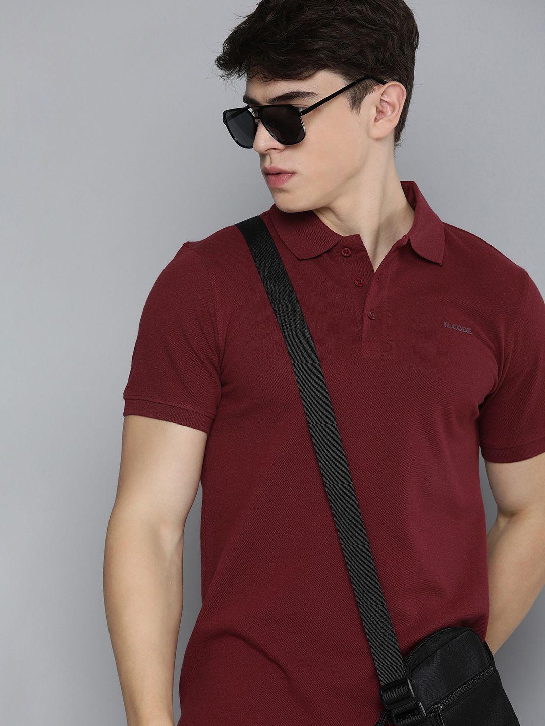 r code by the roadster life co men solid polo collar t-shirt