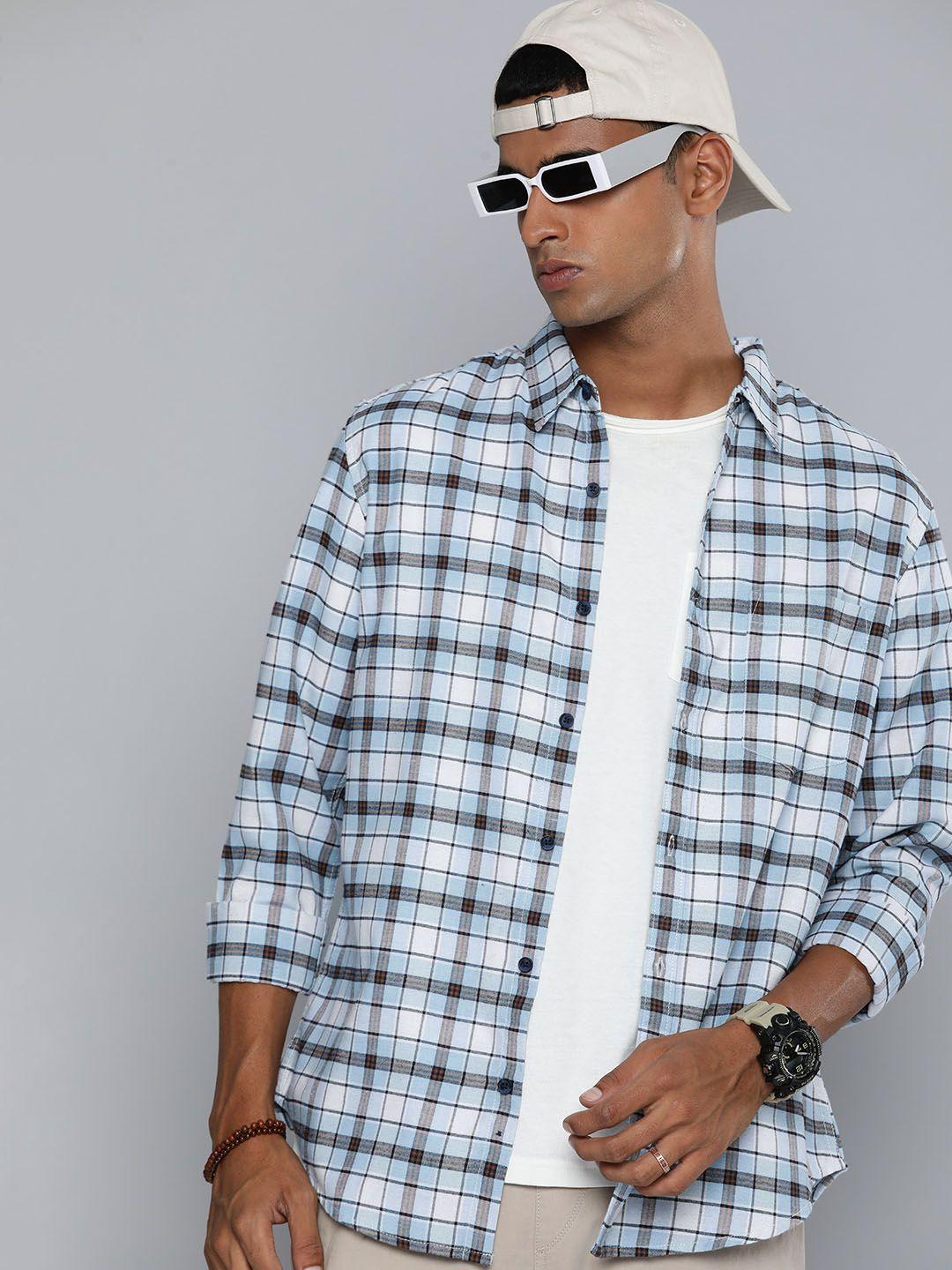 r.code by the roadster life co. classic tartan checked casual shirt