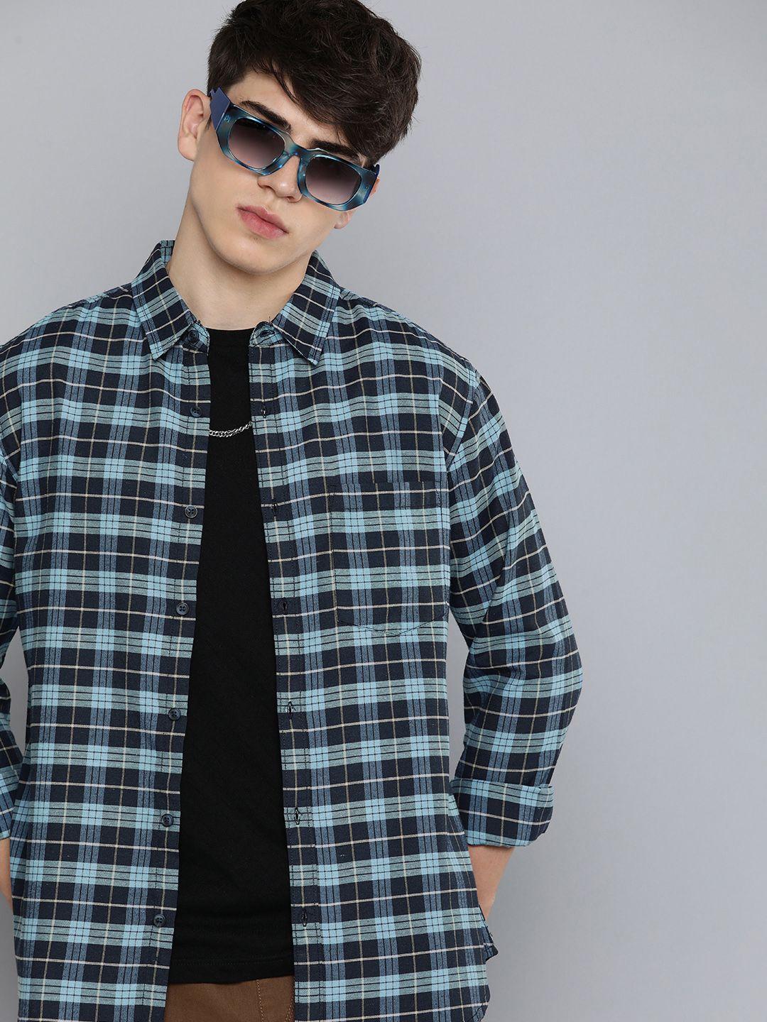 r.code by the roadster life co. classic tartan checked casual shirt