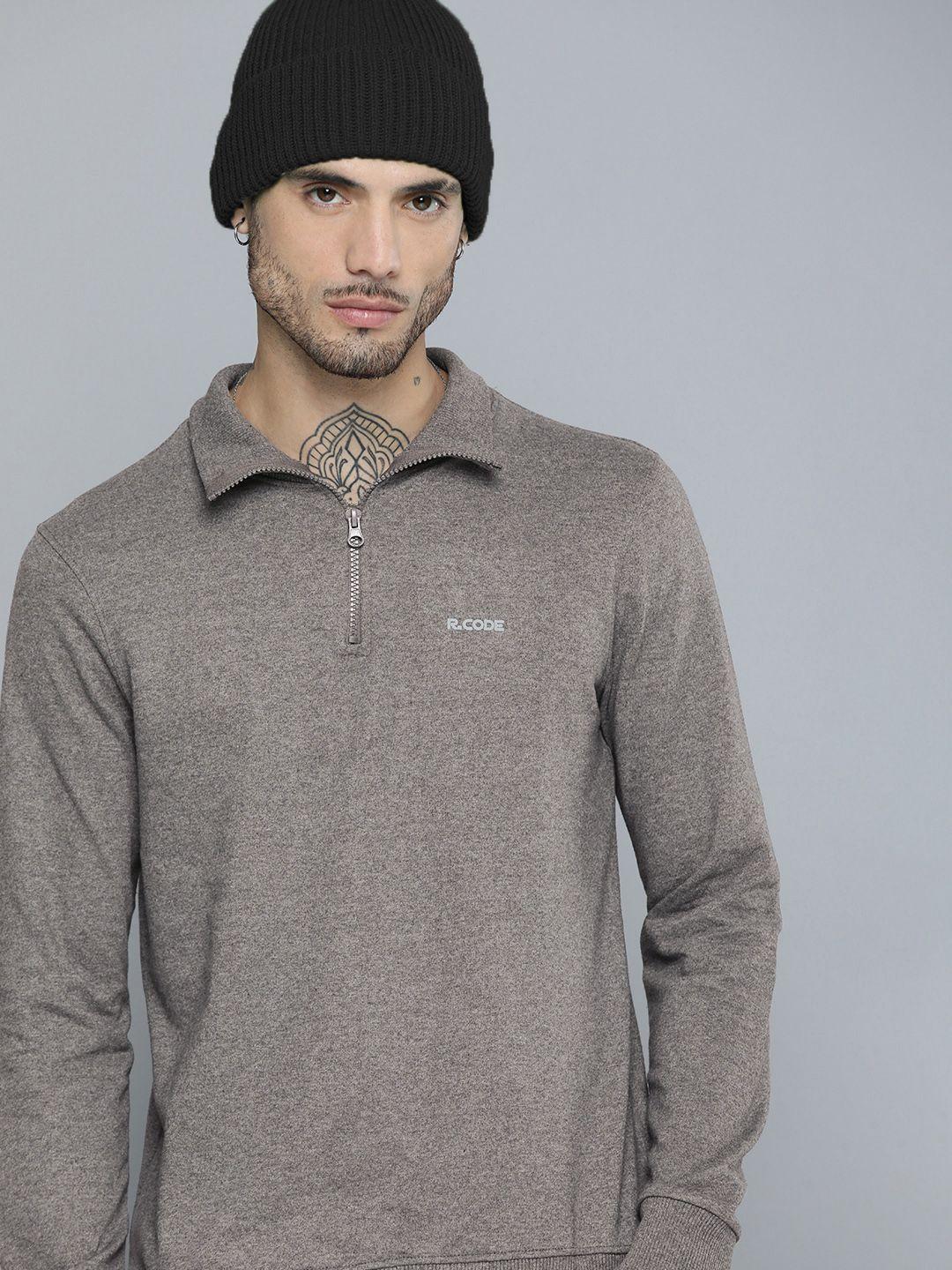 r.code by the roadster life co. men high neck half zipper sweatshirt