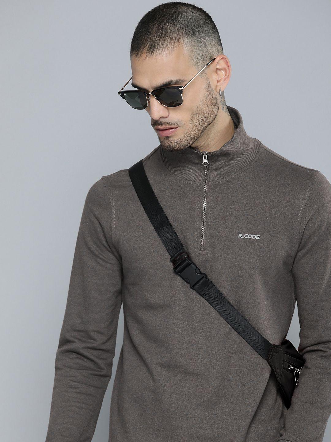 r.code by the roadster life co. men high neck half zipper sweatshirt