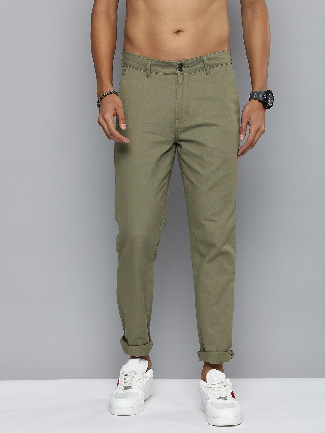 r.code by the roadster life co. men mid-rise pure cotton chinos