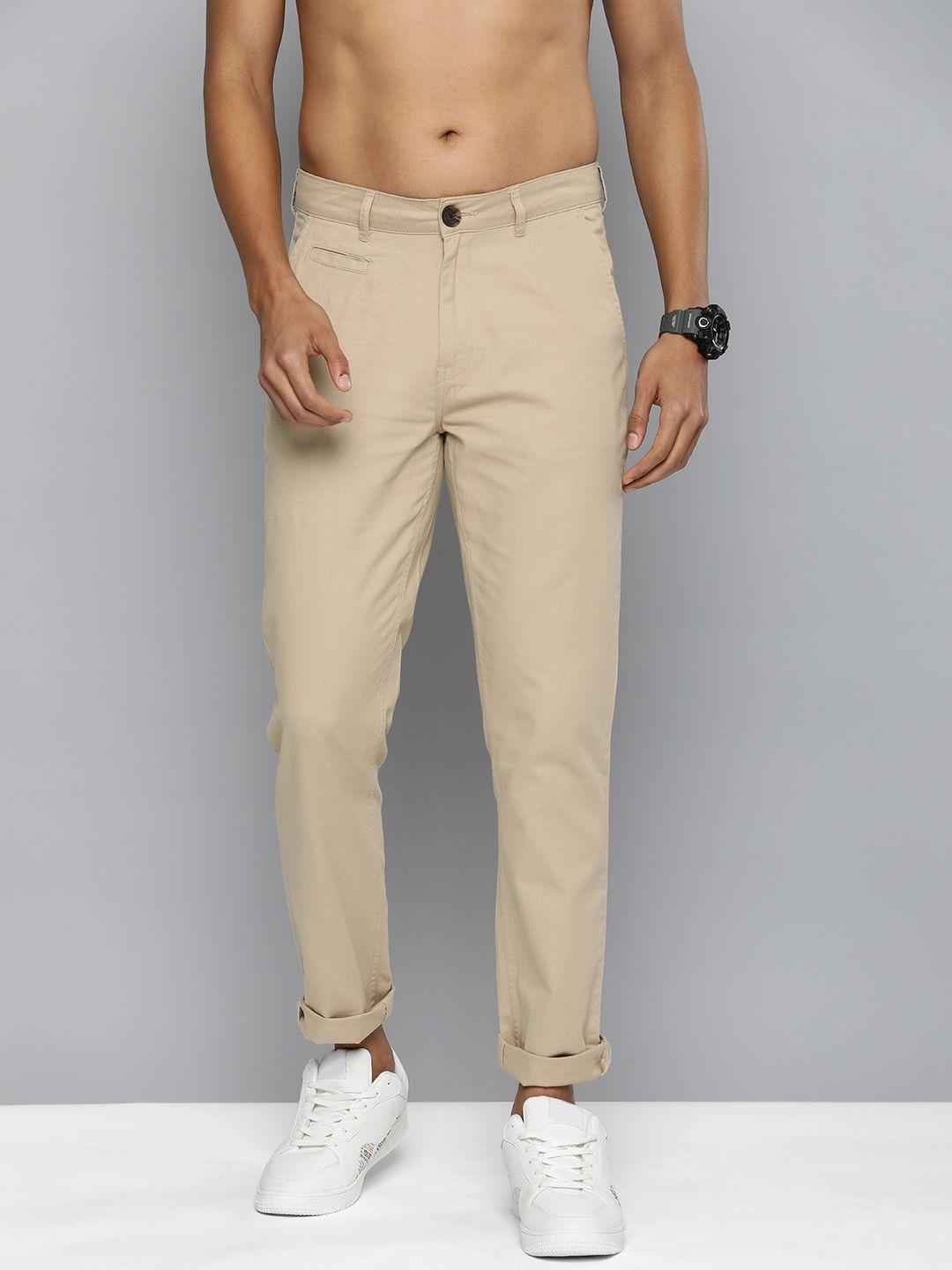 r.code by the roadster life co. men mid-rise pure cotton chinos