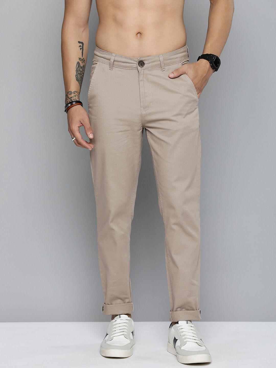 r.code by the roadster life co. men regular fit pure cotton chinos trousers