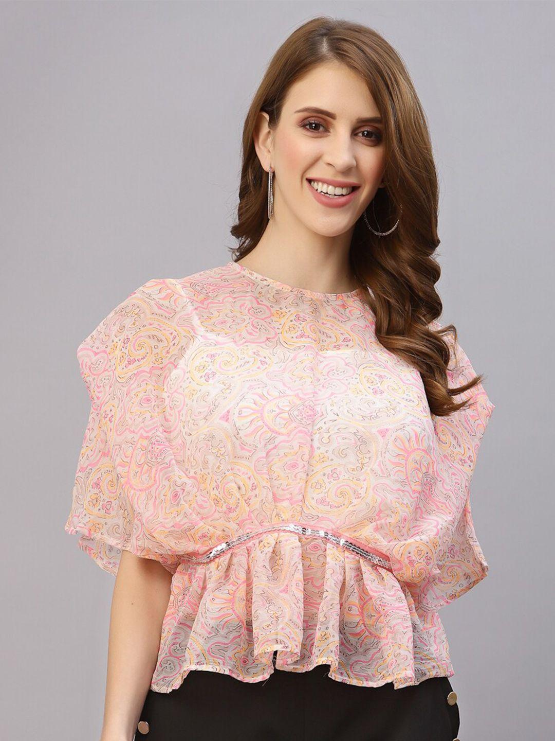 raassio multicoloured floral print chiffon styled back top