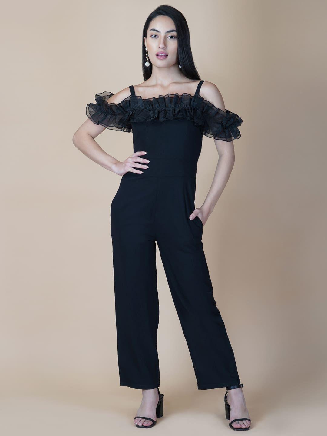 raassio off-shoulder basic jumpsuit with ruffles