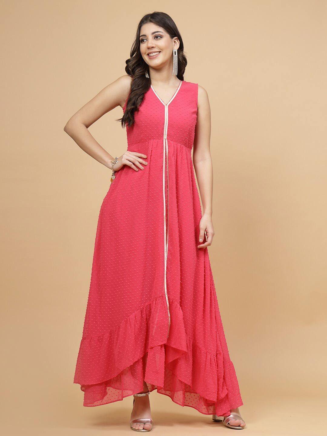 raassio pink layered fit & flare maxi dress