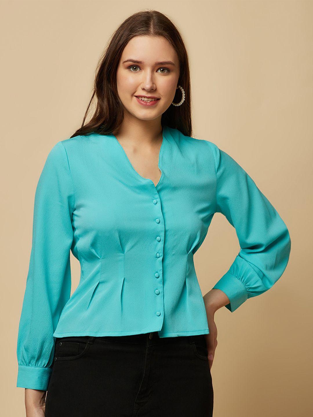 raassio pleated shirt style crepe top