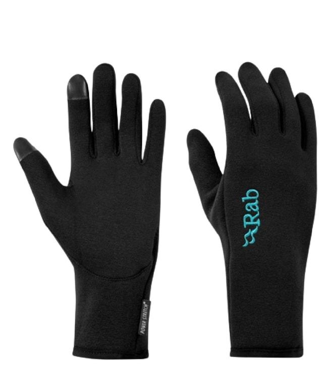 rab black power stretch contact gloves (large)