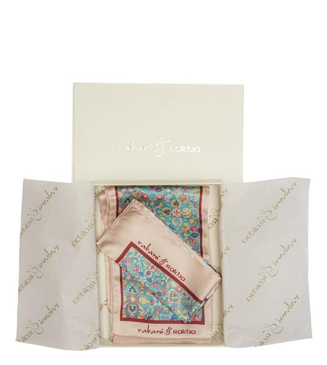 rabani & rakha multicolored neck stole & pocket sqaure gift box
