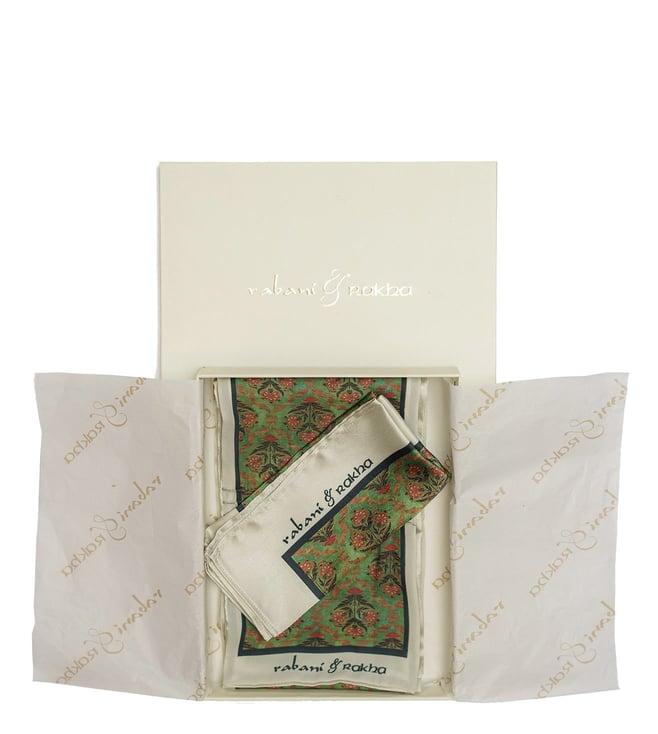 rabani & rakha multicolored neck stole & pocket sqaure gift box